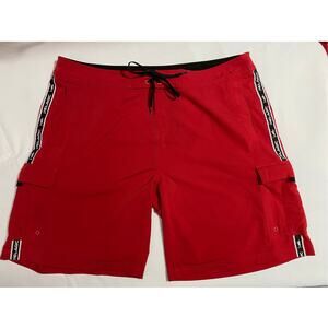 Pelagic Blackfin Stretch Board Shorts Men's 40 Red Cargo Pockets Fishing